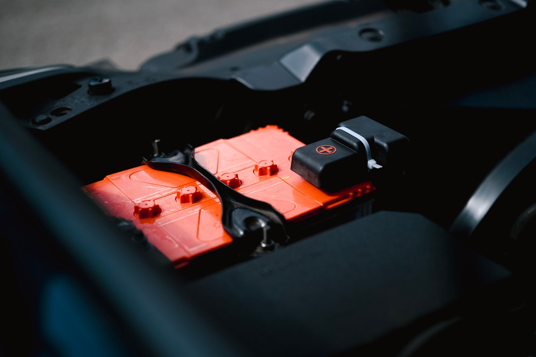 Close up of a dead car battery