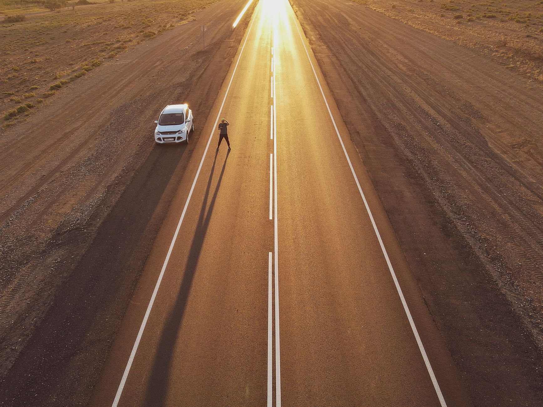 Stranded car on a scenic country road